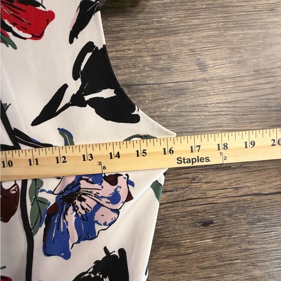 Banana Republic Floral Peplum Blouse - Red, Blue, Black on Cream - Picture 3 of 6